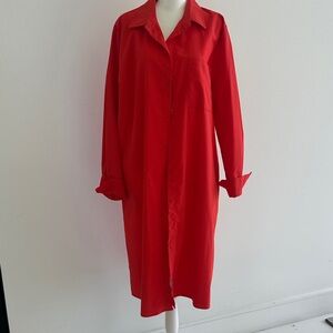 Red Button-Front Shirt Dress